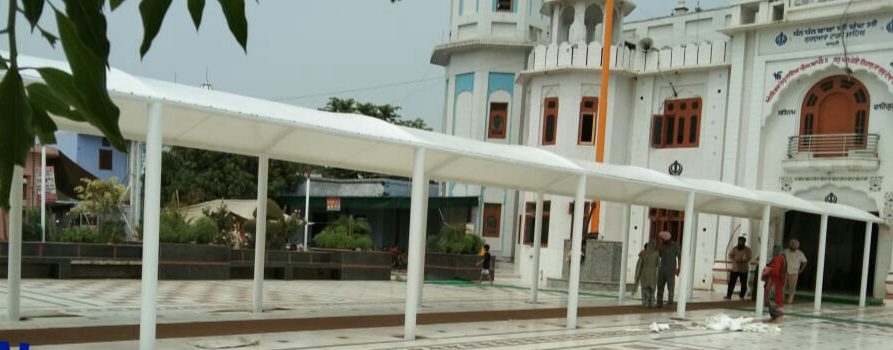 White Tensile Membrane Structure for Gurdwara Entrance in Ludhiana Punjab by Roofsheet India